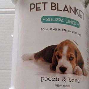 Pooch & Bone Christmas Print Sherpa Lined Pet Blanket